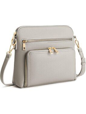 Women's Grey Vegan Leather Small Crossbody Shoulder Purses with RFID Wallet